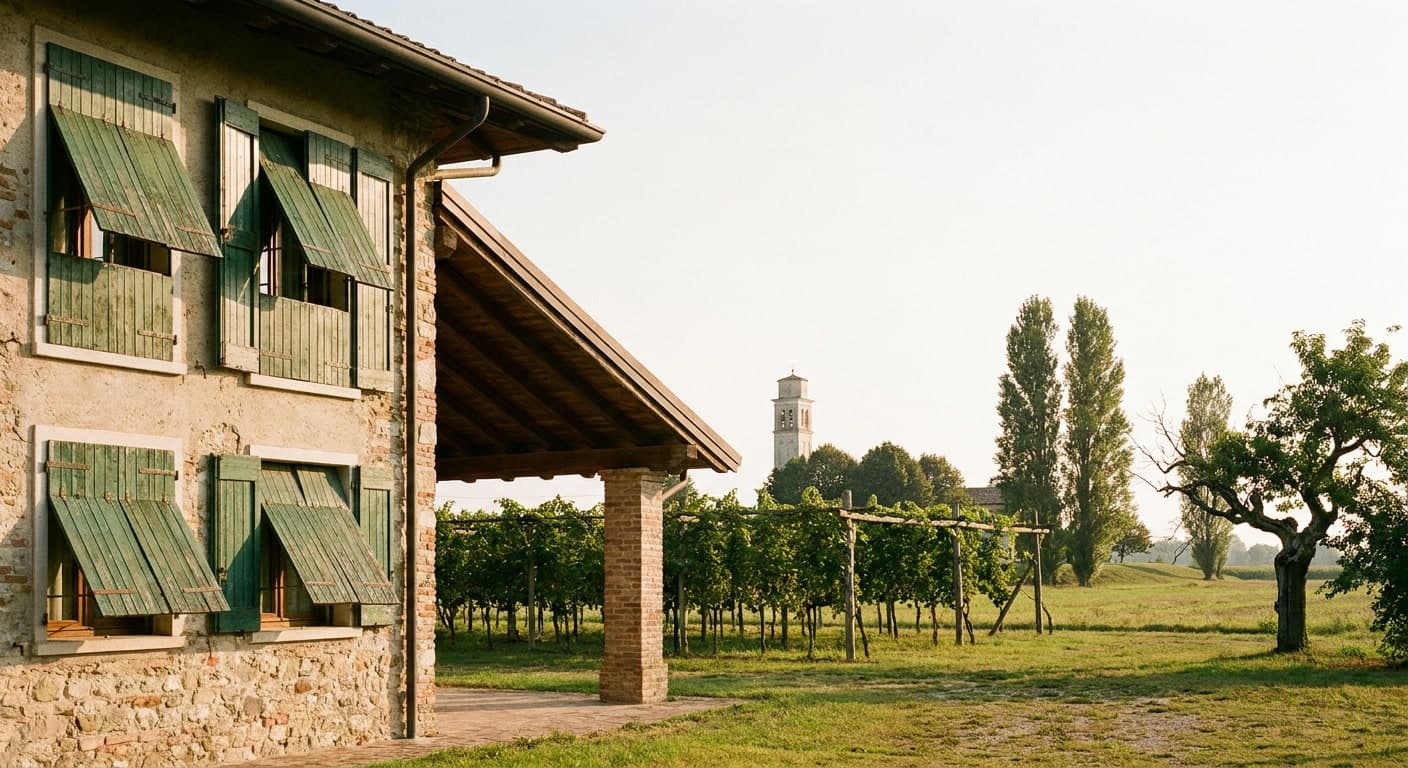 Casa di campagna veneta con scuri verdi